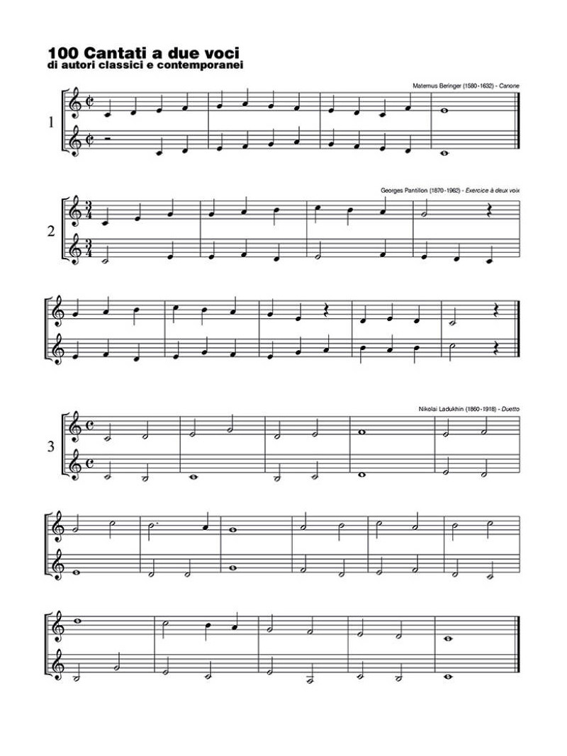 100 cantati a due voci di autori classici e contemporanei