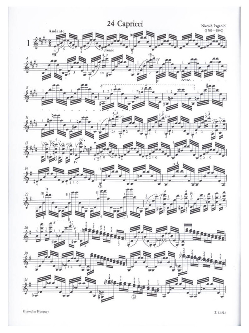 24 Capricci Op. 1 - Per Violino Solo