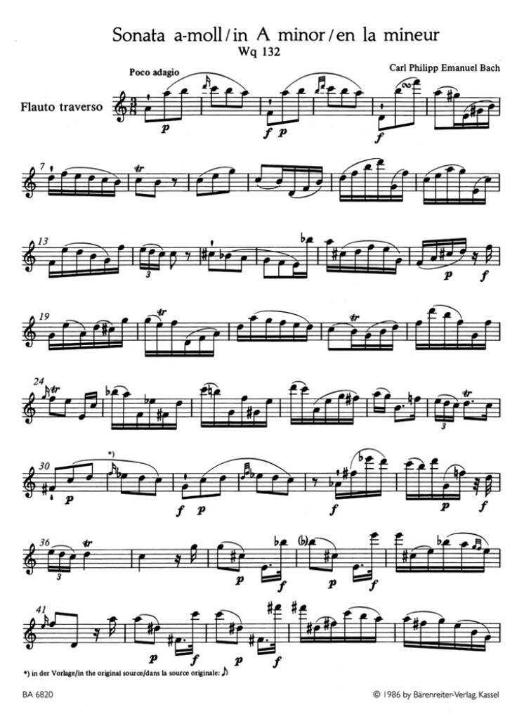 Sonata for Solo Flute A minor Wq 132