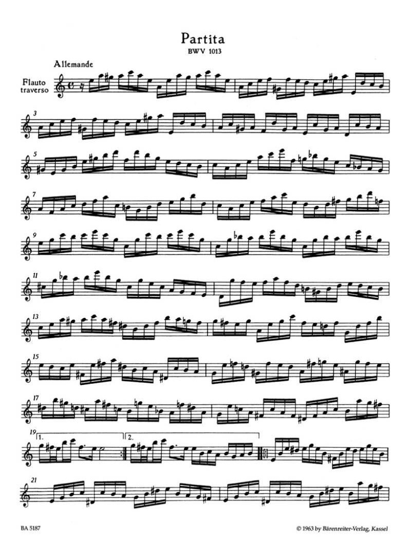 Partita In A Minor For Flute Solo BWV 1013