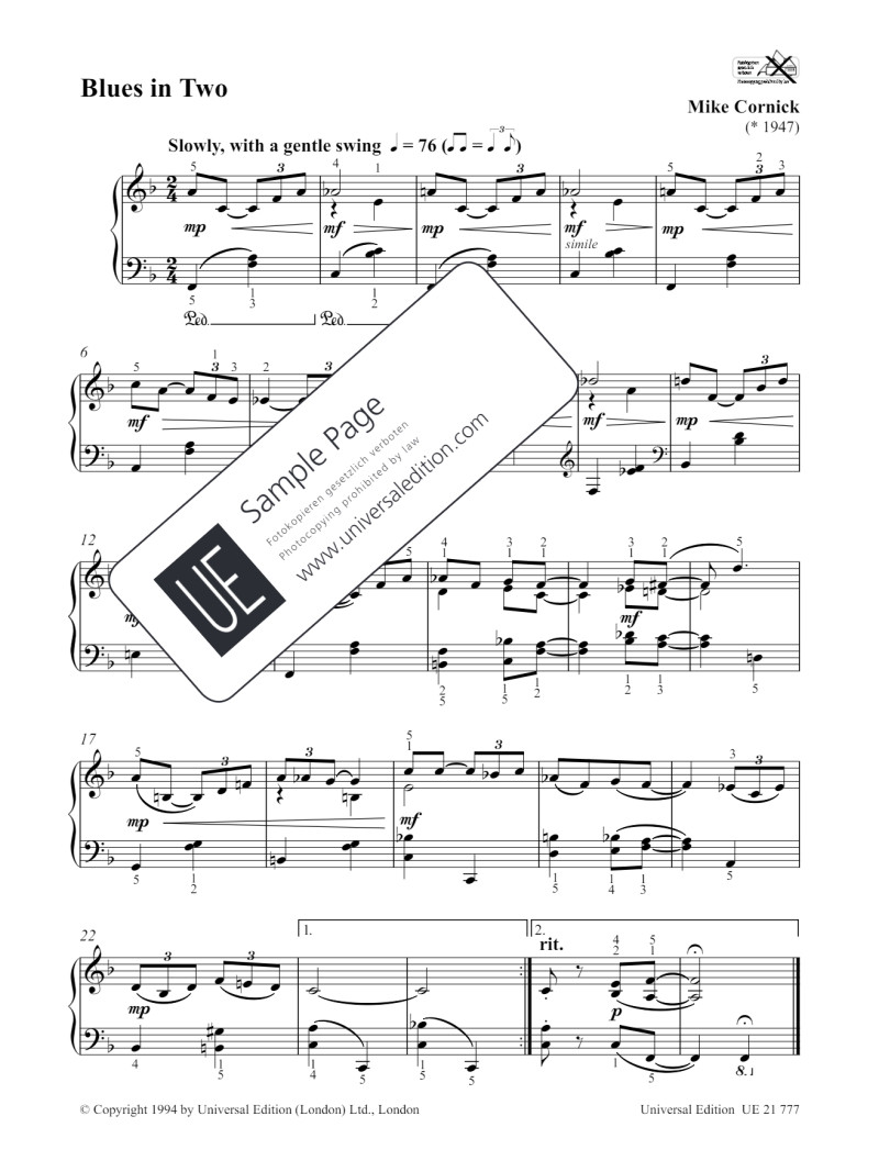 Blues in Two & More, for piano