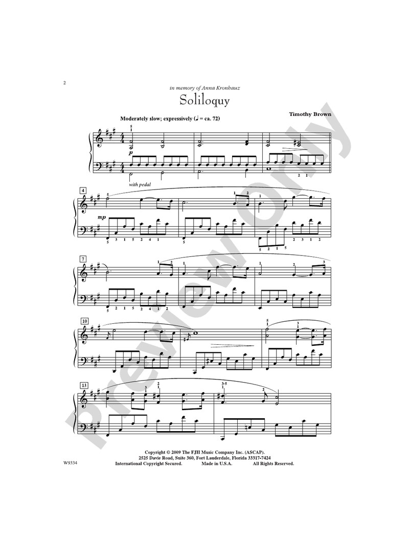 Timothy Brown Soliloquy (Piano)