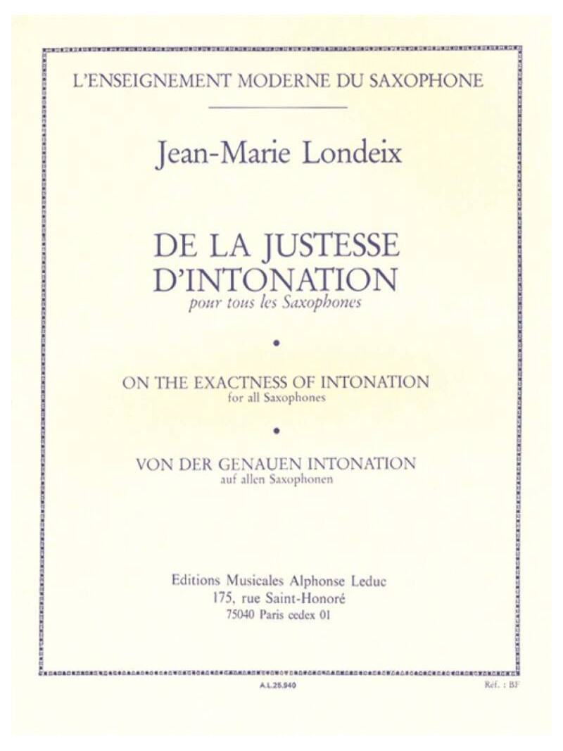 De La Justesse D'Intonation (for all Saxophones)