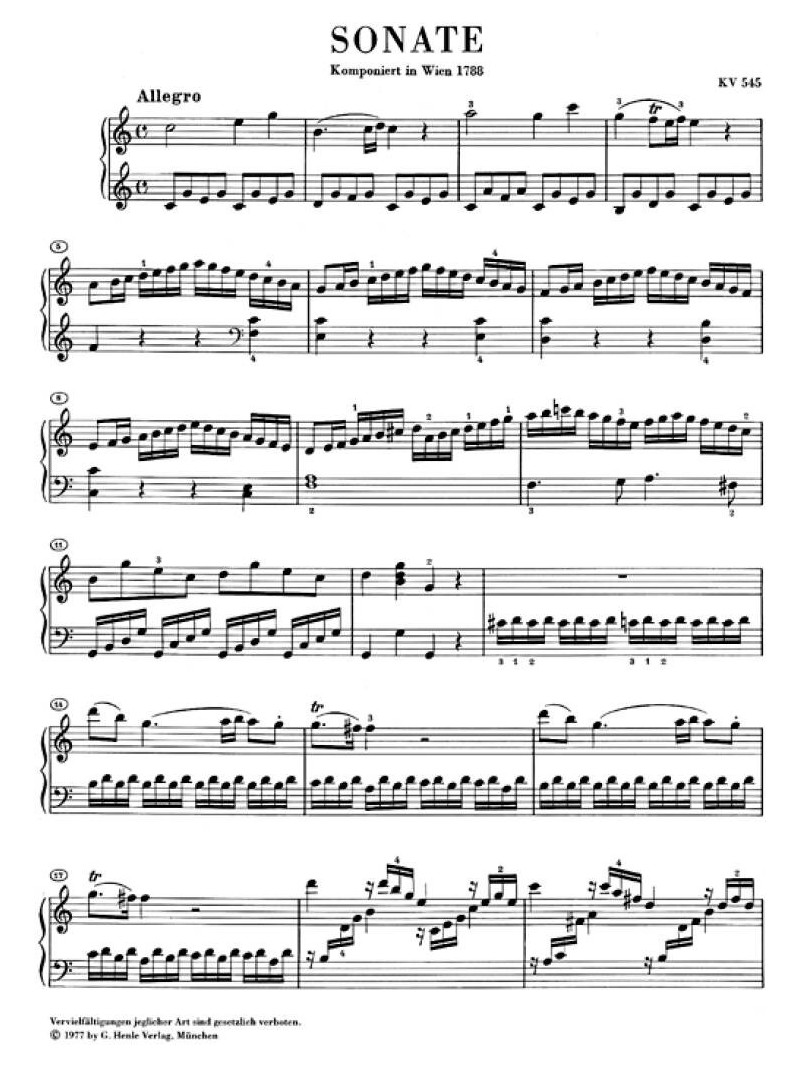 Piano Sonata in KV 545 "Sonata facile"