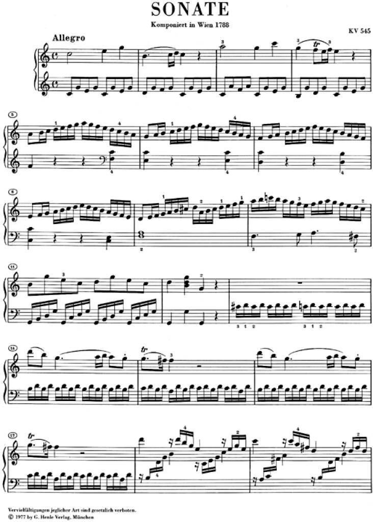 Piano Sonata in KV 545 "Sonata facile"