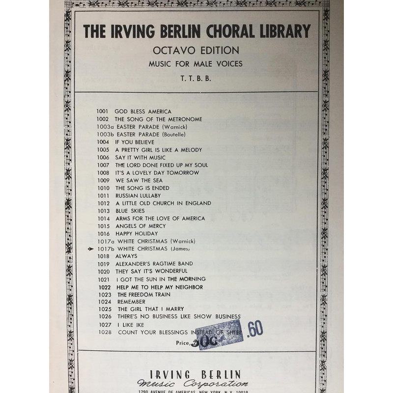 Irving Berlin - White Christmas (Choral TTBB)