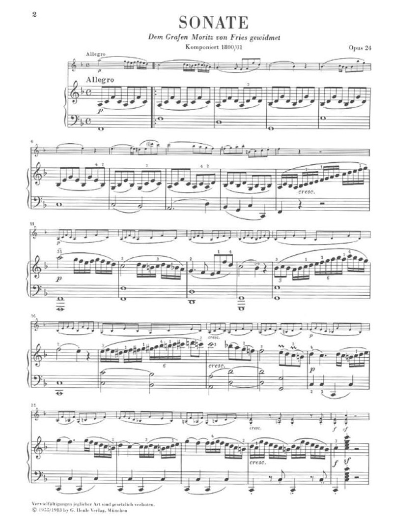 Beethoven - Sonate F major op. 24 (Spring) for Violin and Piano