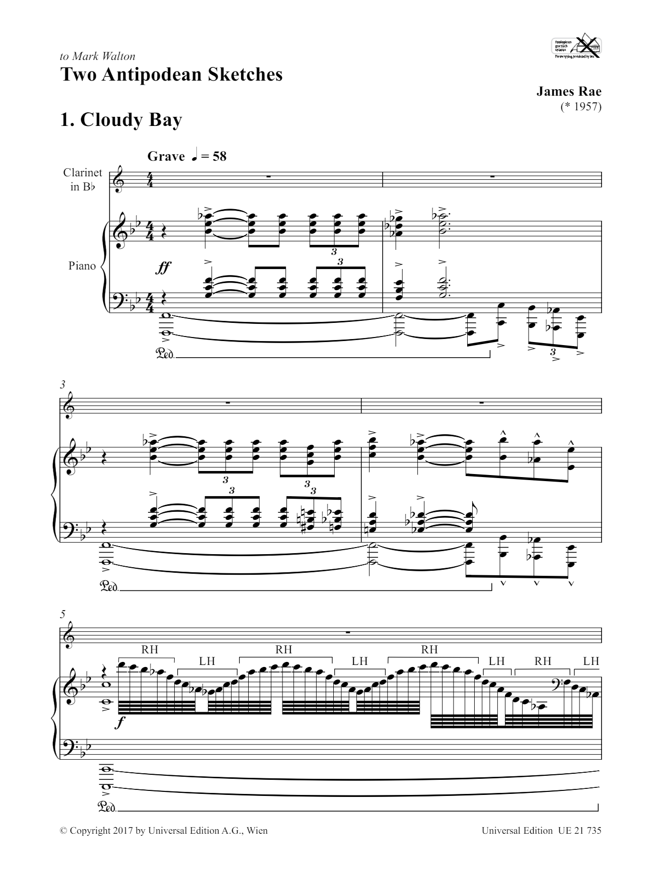 Two Antipodean Sketches for clarinet and piano 