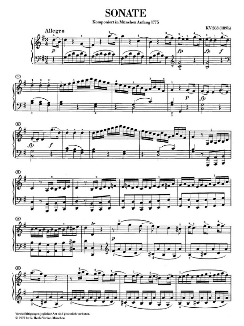 Mozart. Piano Sonata G major K. 283