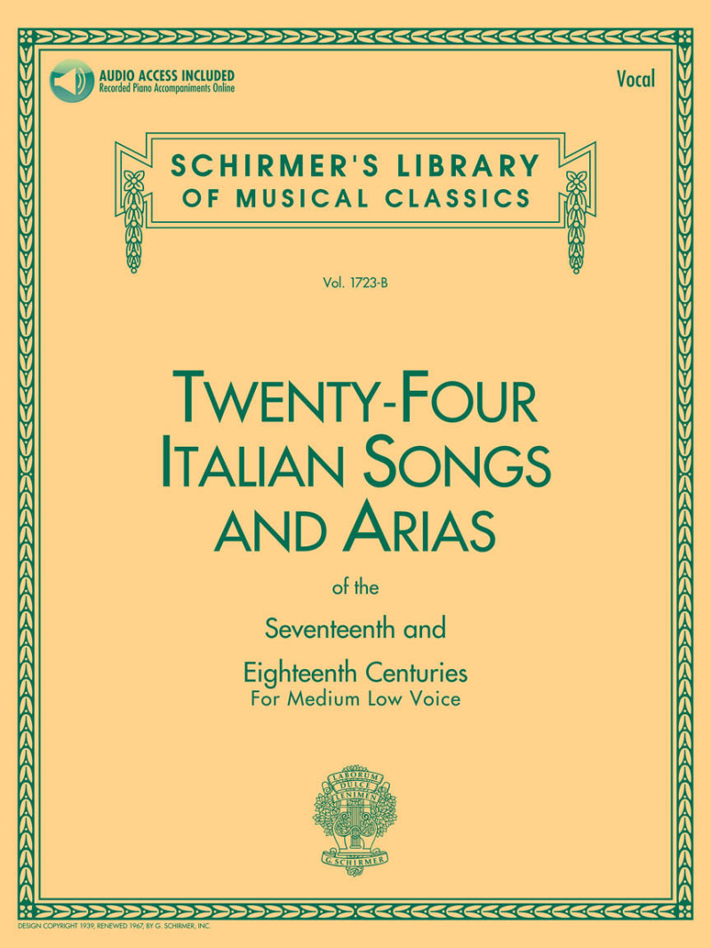 24 Italian Songs & Arias of the 17th & 18th Centuries (Medium Low Voice) with Audio Online