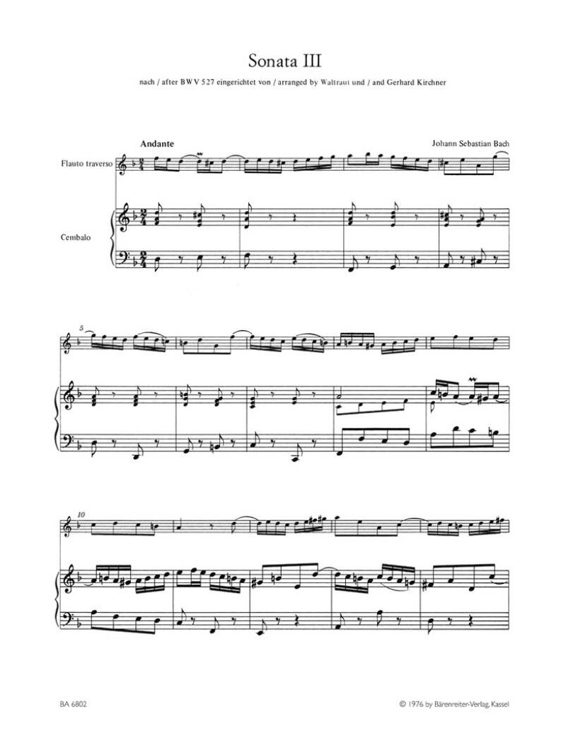 J.S. Bach - Sechs Sonaten Nach BWV 525-530 Vol. II (Flute)