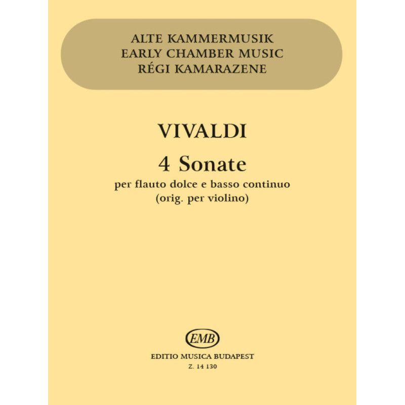 Antonio Vivaldi 4 Sonate per flauto dolce e basso continuo