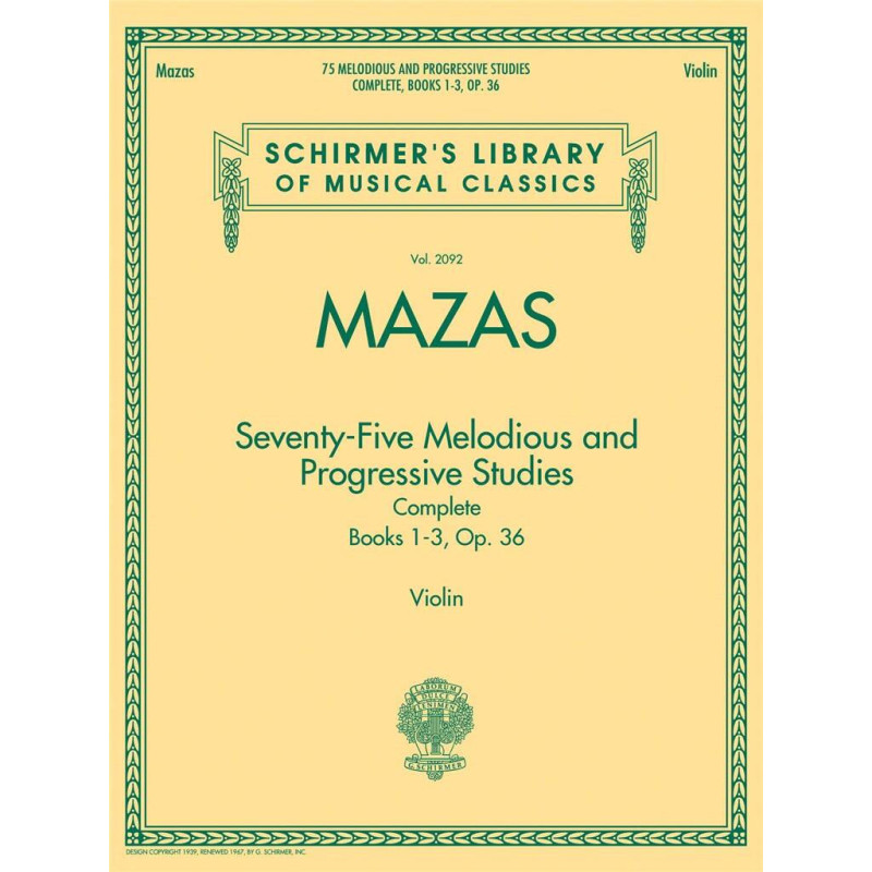 Mazas 75 Melodious and Progressive Studies for violin,