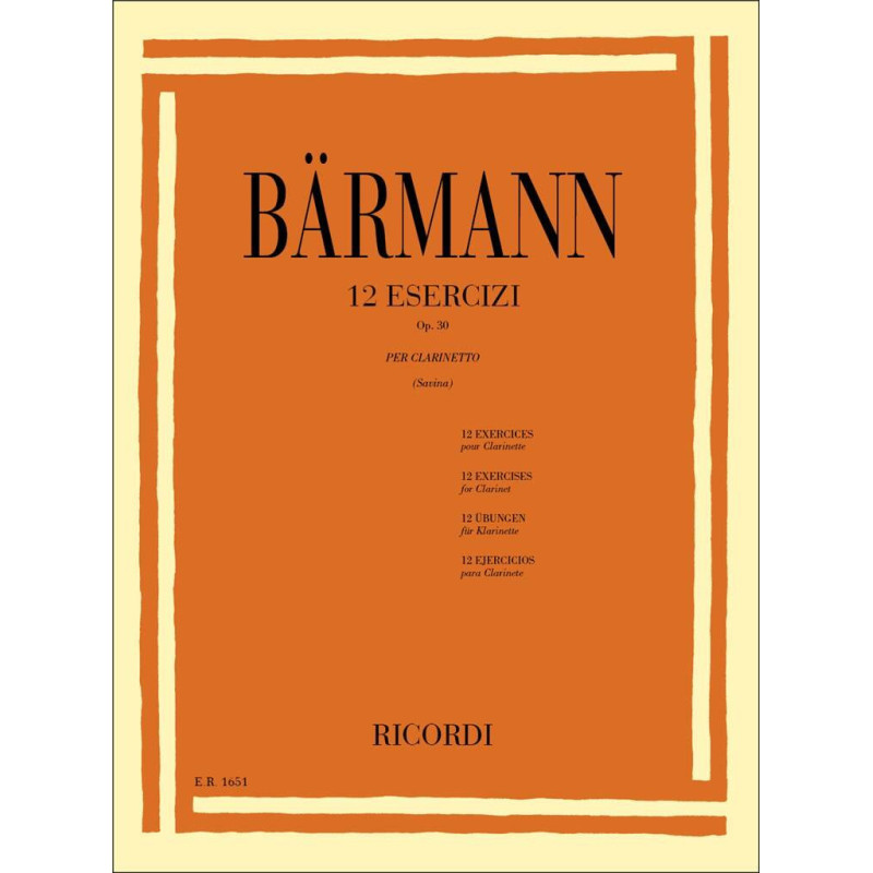 Barmann 12 Esercizi Op. 30 per Clarinetto,