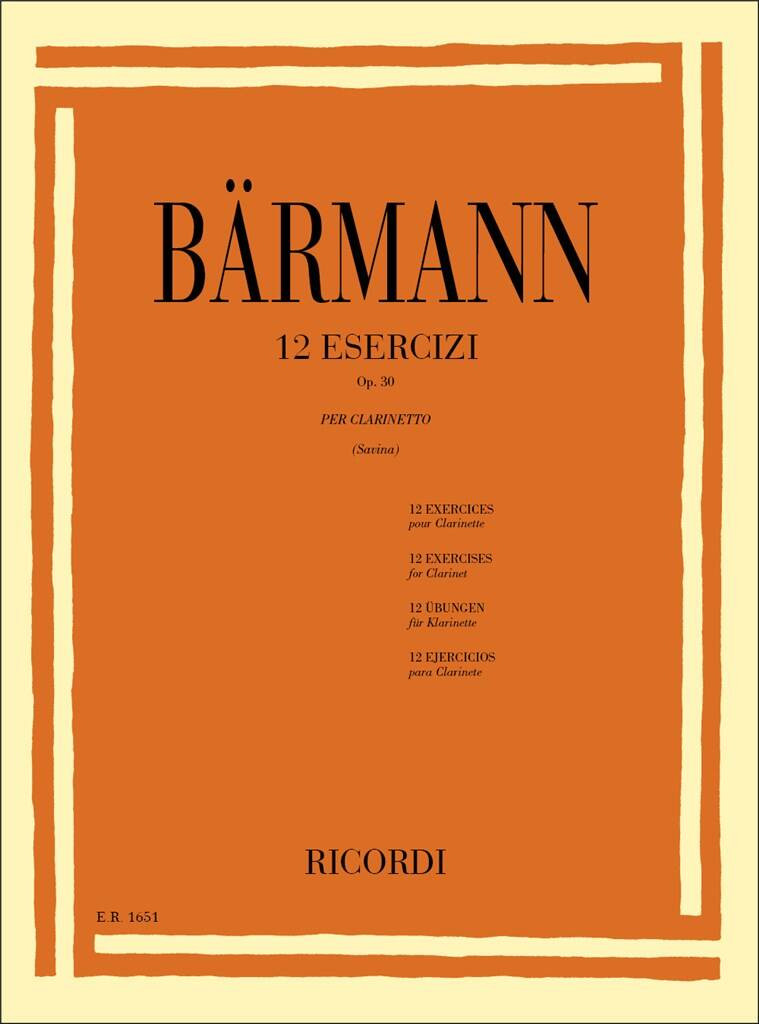 Barmann - 12 Esercizi Op. 30 per Clarinetto